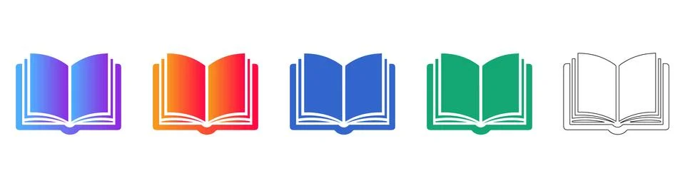 Open Book Knowledge Icon Set for Education Stock Illustration