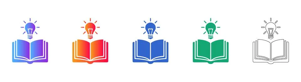 Open Book Knowledge Icon Set Stock Illustration