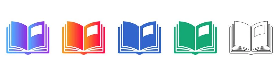 Open Book Knowledge Icon Set Illustrazione stock