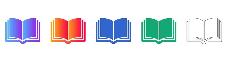 Open Book Knowledge Icon Set for Education 스톡 일러스트