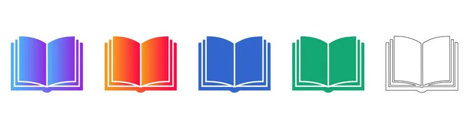 Open Book Knowledge Icon Set Stockillustratie