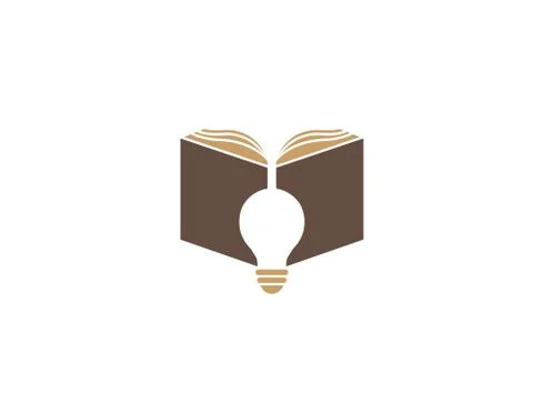 Open book with lamp logo Stock Illustration