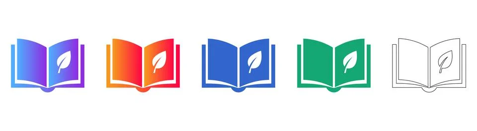Open Book with Leaf Symbol Illustration for Nature Learning Stock Illustration