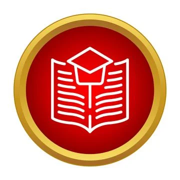 Open book learning and graduation cap icon 库存插图