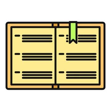 Open book learning icon with green bookmark 스톡 일러스트