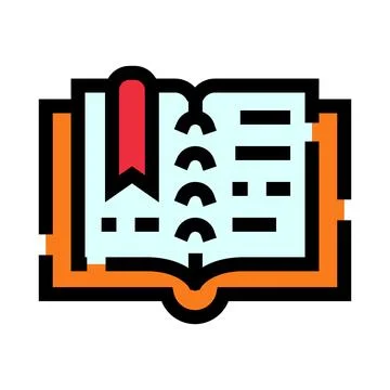 Open book learning icon with red bookmark Stock Illustration