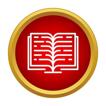 Open book learning icon on red button Illustrazione stock