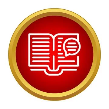 Open book learning icon with speech bubble Illustrazione stock