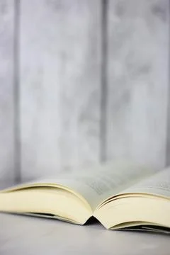 Open book on a light background in a vertical style. Fotos de archivo
