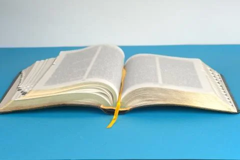 Open book on light table. Back to school. Copy space Stock Photos