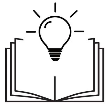 Open book with lightbulb icon on white background. concept new knowledge. Stock Illustration