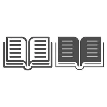 Open book line and solid icon, education concept, Reading sign on white 스톡 일러스트