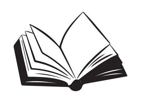 Open Book Line Art Vector Illustration Stock Illustration
