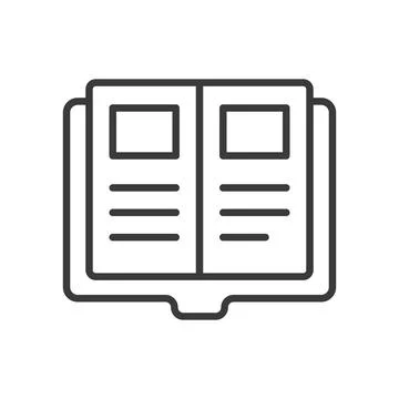 Open book, in line design. Open, book, reading, pages, literature, knowledge Illustrazione stock