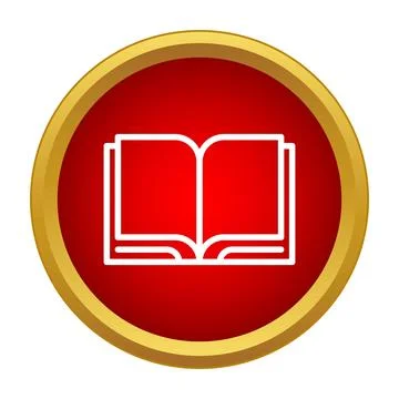 Open book line icon on red button Stock Illustration
