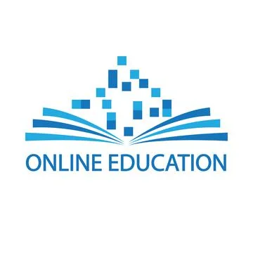 Open book logo and virtual pixels online learning concept Stock Illustration