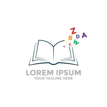 Open book Logo template with colored letters. Stock Illustration
