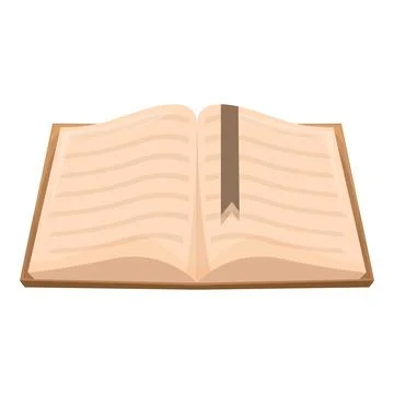 Open book lying on table with bookmark inserted between pages Stock Illustration