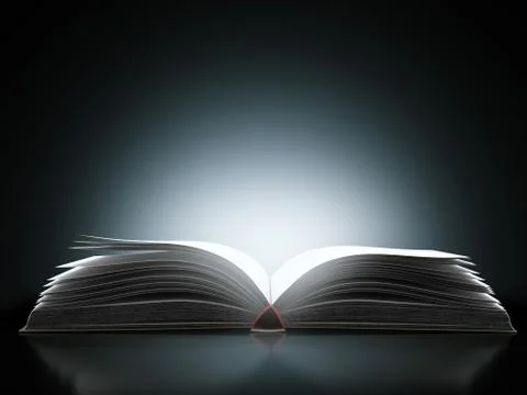Open book with magic light Stock Illustration