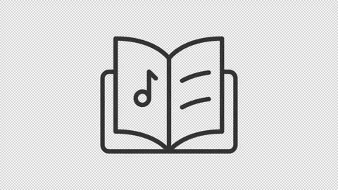 Open book with music note ui icon line animation Видео 320226570