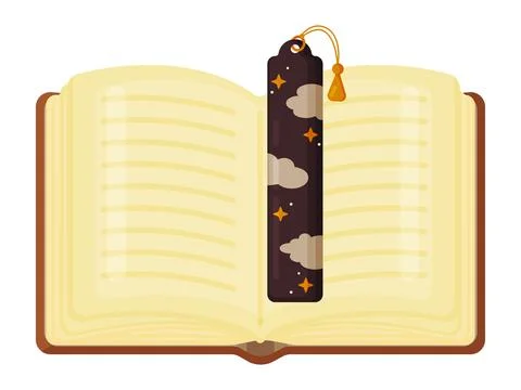 Open Book with Mystical Cloud Bookmark Stock Illustration