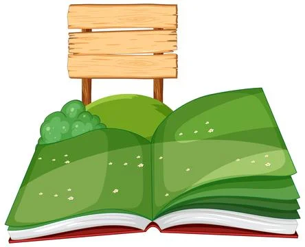 Open Book in Nature Stock Illustration
