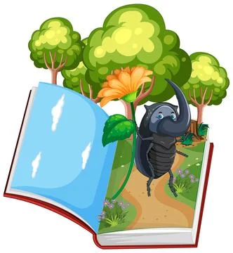 Open Book with Nature Scene Stock Illustration