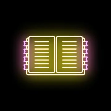 Open book neon glowing icon illustrating knowledge Stock Illustration