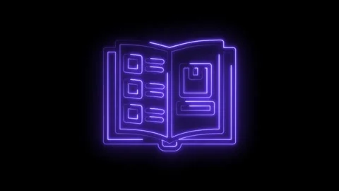 Open book neon sign animation educational publication reading futuristic pu.. Stock Footage 346002610
