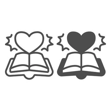 Open book novel line and solid icon, children book day concept, book and novel 스톡 일러스트