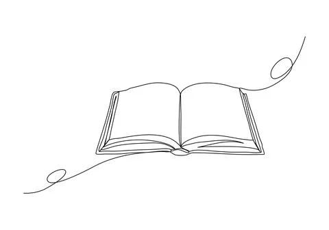 Open book one line drawing. Vector illustration. Stock Illustration