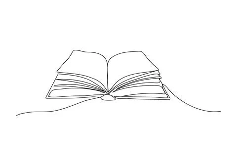 Open book one line drawing. Vector illustration. Stock Illustration