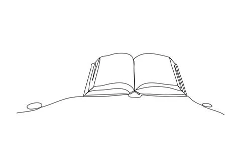 Open book one line drawing. Vector illustration. Stock Illustration
