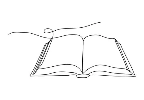 Open book one line drawing. Vector illustration. Stock Illustration