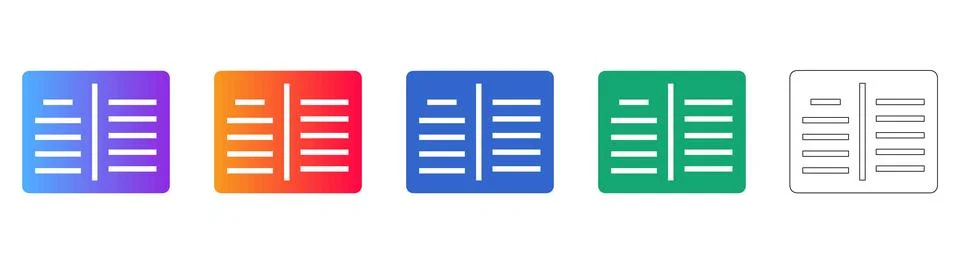 Open Book or Document Icons Set Stock Illustration