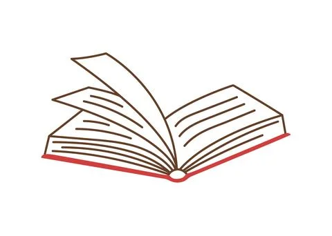 Open book or notebook for reading, doodle hand drawn line icon. Outline drawi Stock Illustration