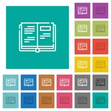 Open book outline square flat multi colored icons 스톡 일러스트
