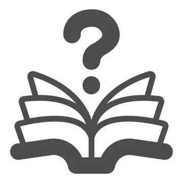 Open book with pages, question solid icon, children book day concept, flipping Ilustração Stock