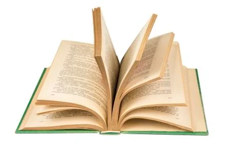 Open book with pages on the white background Stock Photos