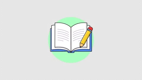 Open Book with Pencil. Education, Learning Concept Animation Video - Transparent 스톡 동영상 328447615