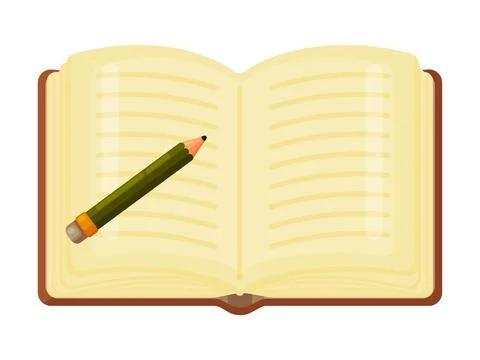 Open Book with Pencil for Notes Stock Illustration