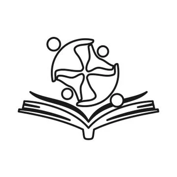 Open book people Commitment Teamwork Together Outline Logo 스톡 일러스트