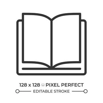 Open book pixel perfect line icon Stock Illustration