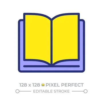 Open book pixel perfect line color icon Stock Illustration