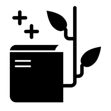 Open book with plant solid icon. Knowledge vector illustration isolated on white Stock Illustration