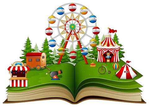 Open book with playground on a white background Stock Illustration