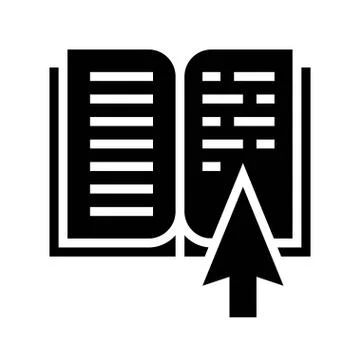 Open book with pointer vector illustration, solid style icon 스톡 일러스트