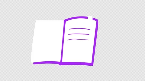 An open book with a purple border icon concept animation with alpha channel Stock Footage 310644821