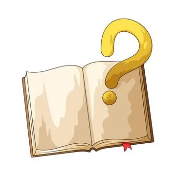 Open book with question illustration Stock Illustration
