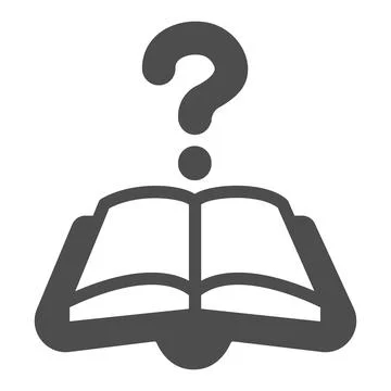 Open book, question solid icon, children book day concept, question mark vector 스톡 일러스트